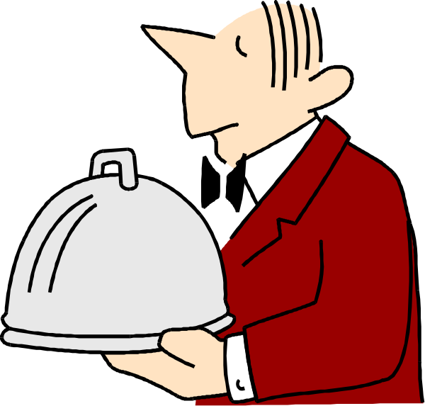 The cartoon shows a chef holding up an empty hat with both hands while standing next to another person who is also wearing a red jacket but has their back turned towards us; there's no text in this image, and it appears to be set indoors or within some sort of establishment related to food service.