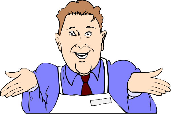 The image shows a cartoon of an animated man with his arms outstretched as if gesturing to someone off-camera. He is wearing a blue shirt and has short hair. Behind him there's no background detail, just blackness which suggests that he might be in front of the camera or on stage performing for an audience.