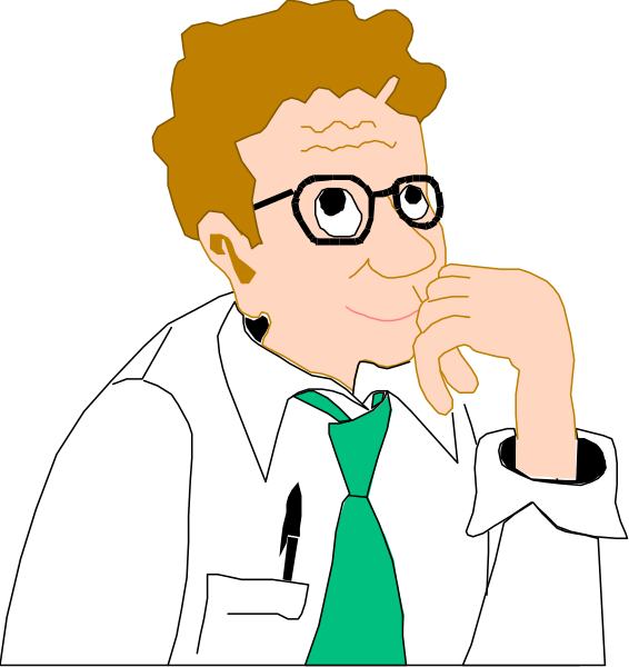 The image shows a cartoon of an animated character who appears to be male with glasses sitting at his desk thinking deeply about something while wearing a white shirt under a green jacket.