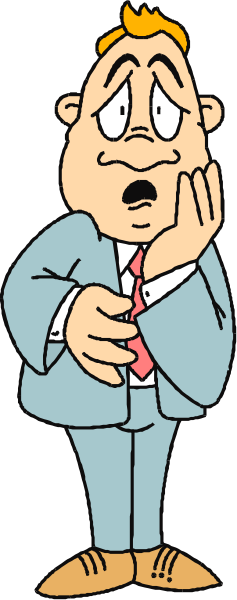 The cartoon shows a man with his hand on his chin standing next to a black line that divides him from another image of himself in business attire looking surprised behind it.