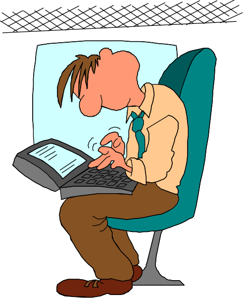The cartoon depicts a man sitting on an airplane seat with his head down as he reads something intently while holding onto it for support; there's no text in this image to provide additional context about what is being read, but we can infer that whatever content he holds might be important or interesting enough to require such focus.