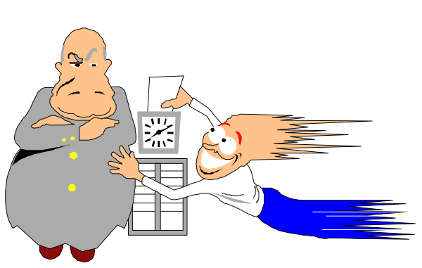 The cartoon shows a man with an exaggeratedly large head being hit by another person who is holding what appears to be a newspaper in their hand; there's also a small figure of a president-like character on top, seemingly reacting to something offscreen.
