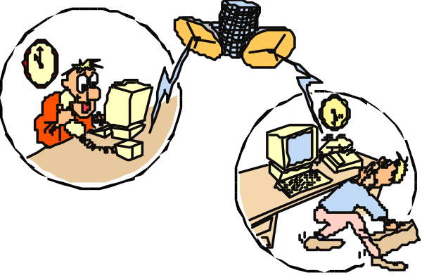 The image shows a cartoon of two characters: an adult male with glasses sitting at his desk working on a computer while holding up a sign that says "10% off," indicating he is offering discounts, and another character who appears to be female standing in front of him looking surprised or shocked.