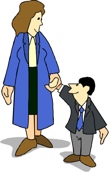 The cartoon shows a man shaking hands with another person who appears to be an animated character; both characters stand on either side of each other in front of what looks like a blue building labeled "BANK."