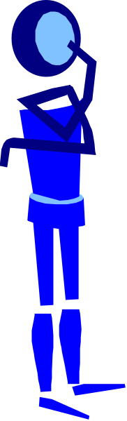 The image shows a person standing behind two vertical lines with blue tinting on their body; there is no text present in this clip-art photo.