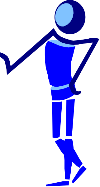 The image shows a blue stick figure standing behind an open door with its arms outstretched as if reaching for something on either side of it.