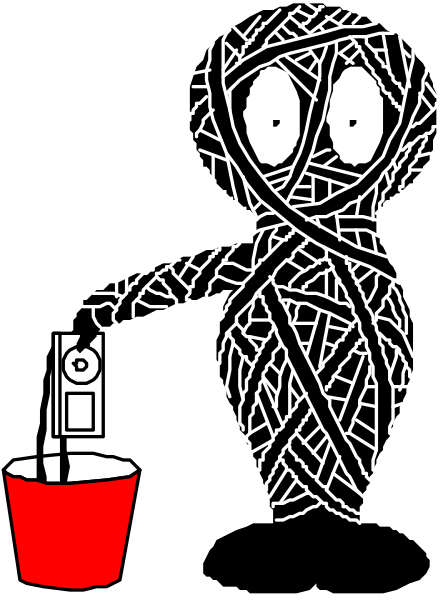 The image shows a cartoon owl sitting on top of an umbrella with its wings spread out while holding what appears to be a cup in one claw.