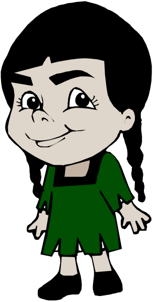 The image shows a cartoon of an animated character with exaggerated features standing against a black background; it is small and simple in design.