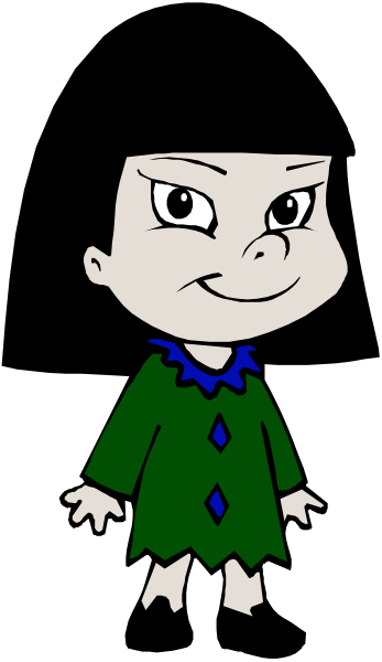 The image shows a cartoon character with exaggerated facial features standing against a black background; it is stylized to resemble clip-art quality.