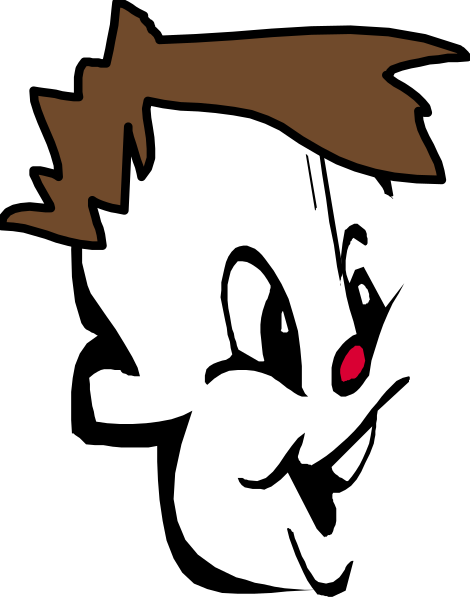 The image shows a black silhouette of an animated character with brown hair against a dark background.