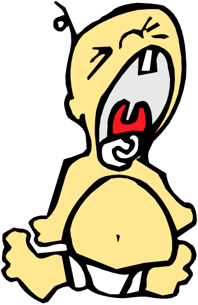 The cartoon shows a yellow character with an open mouth expressing surprise or shock while standing on two legs against a black background.