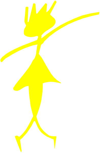 The image shows a black silhouette of an animated character resembling Mickey Mouse with yellow highlights on its body against a gray background; it is performing what appears to be a dance move while holding out one arm, possibly in mid-motion.