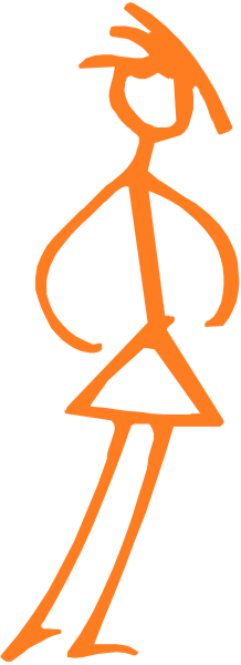 The image shows a black and white silhouette of an animated character standing upright with arms outstretched against a gray background; there is no text present in this clip-art illustration.