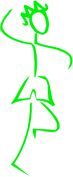 The image shows a cartoon of an animated character performing ballet moves with their arms outstretched against a dark background.