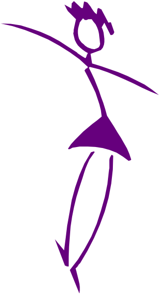 The image shows a purple silhouette of an animated girl dancing against a gray background with black lines outlining her form.