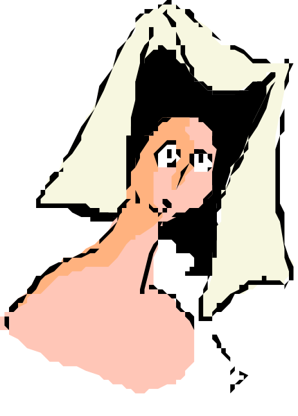 The image shows a cartoon of an anthropomorphic character with large eyes looking upwards towards another figure that appears to be holding out something white in front of its face; both characters have exaggerated facial features typical for clip-art illustrations, and there is no text present within the frame.