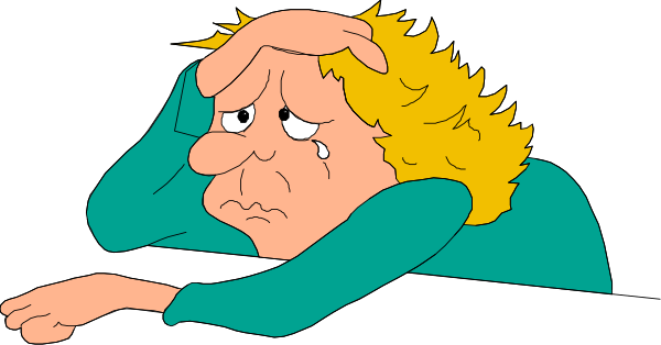 The cartoon shows a woman with blonde hair lying on her stomach on what appears to be an airplane seatback tray table in front of her face. She has one hand resting near her head while holding onto something, and she looks distressed as if overwhelmed or exhausted by some situation.