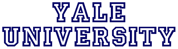 The image shows a logo with text that reads "YALE UNIVERSITY" on top of an illustration depicting what appears to be a stylized letter 'U' in blue color against a white background, suggesting it is related to Yale University or its brand identity.