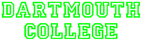 The image shows a logo with text that reads "DARTMOUTH COLLEGE" on it against a grey background.