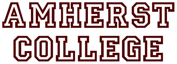 The logo of Amherst College with a red banner across it that says "Amherst College".