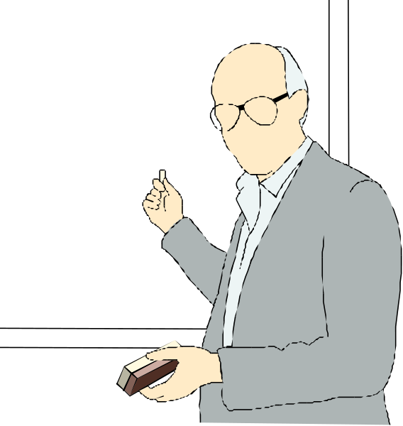 The image shows a man standing with his hand on hip holding an object that resembles a book; he is wearing glasses and has gray hair.