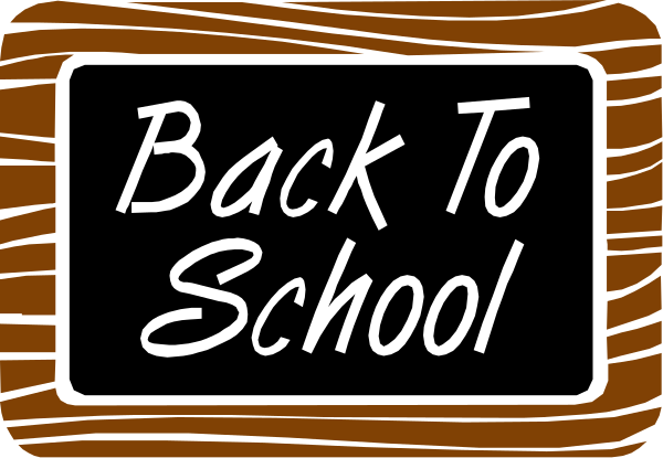 The image shows a sign that reads "BACK TO SCHOOL" with an exclamation mark at the end of it on top of what appears to be a wooden surface in front of which there is no background detail provided, making any description about setting or objects beyond this limited view impossible without additional context.