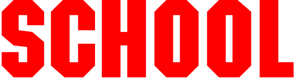 The image shows a red banner with white text that reads "SCHOOL SPORTS" against an otherwise grey background.