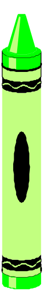 The image shows a green crayon with an eraser on top of it placed next to another similar object that is yellow in color but has no visible features like eyes or mouths.