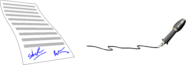The image shows a computer screen with two papers on it; each paper has text that reads "Shaun W." in blue ink at the top left corner of both sheets.