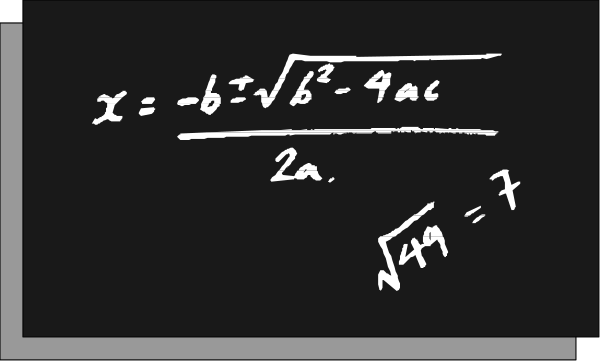The blackboard contains a mathematical equation with handwritten numbers 2a = x + b written on it. There is no chalk in sight to write more equations. No objects other than this board exist within the image, and there's nothing else that can be described as an object or person due to its small size. The setting appears to be a classroom environment with white walls surrounding the blackboard.