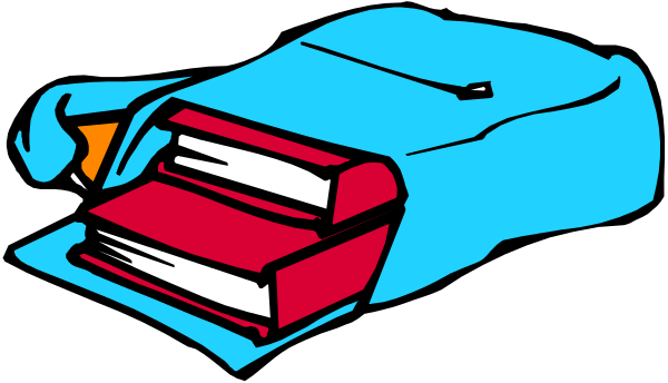 The image shows a cartoon of an open book with pages visible on top, lying next to what appears to be a bed in front of it.
