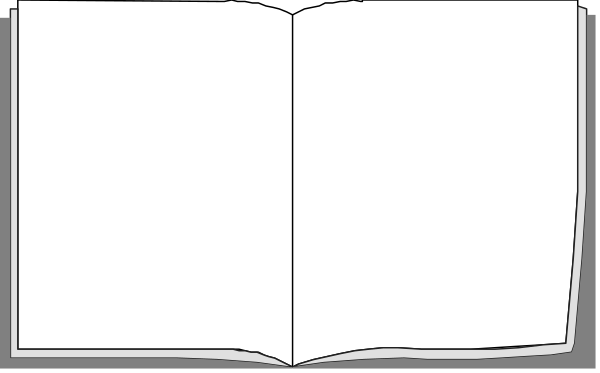 The image shows an open book with blank pages on a gray background; there is no text visible within it.