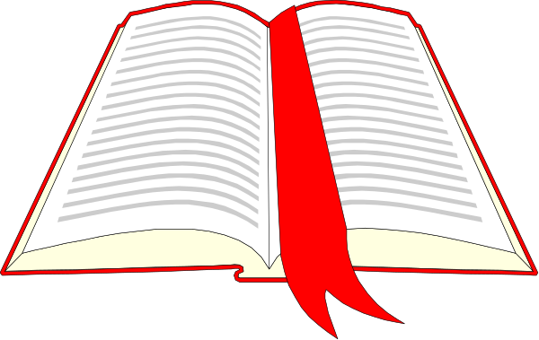 The image shows an open book with pages visible on a dark background; there is no text present within this small clip-art graphic.