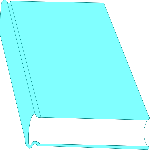 The image shows a blue book with an open cover lying on its side against what appears to be a dark background.