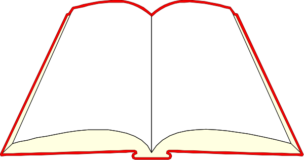 The image shows a black silhouette of an open book with pages on either side against a white background.