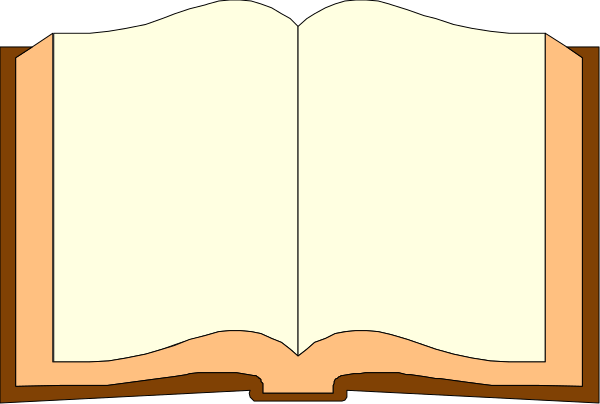 The image shows an open book with pages visible on a flat surface against a neutral background.
