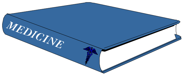 The image shows a book titled "MEDICINE" with an open cover revealing pages inside that appear to be blank; there is also a small blue bird perched on top of one page near the spine where it says "medicine."
