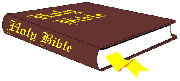 The image shows a book with an open cover displaying pages of text that resemble biblical scripture; on top is another smaller book titled "Holy Bible" in white letters against red background, suggesting it's part of a series or collection.