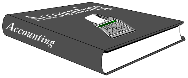 The image shows a book titled "Accounting" with an open cover revealing pages inside.