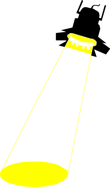 The image shows a flashlight with its light on against a dark background.