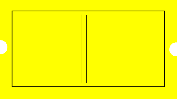 The image shows a yellow object with two black dots on it against a gray background.