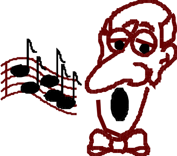 The image shows a cartoon character with an exaggeratedly large head holding what appears to be a flagpole on its right hand side; there is no text present in this clip-art illustration.