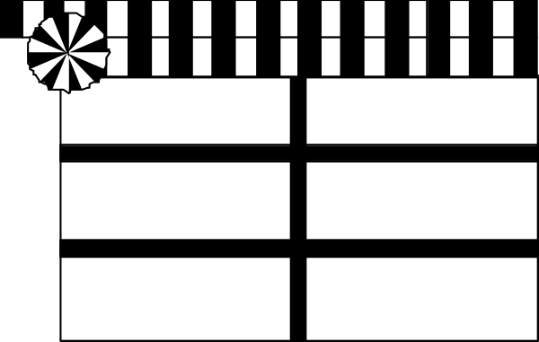 The black and white pixelated image shows a simple representation of an open book with pages visible on both sides; there is no text present in this clip-art illustration.