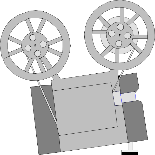 The image shows a black and white illustration of two wheels with rims on either side connected by an axle at their center, positioned above what appears to be a box-like object that has been cut out from below; there is no visible text in this clip art piece.