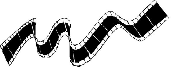 The image shows a black and white abstract design with wavy lines that resemble musical notes on a gray background.