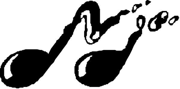 The image shows a black silhouette of an object with multiple parts against a white background; it appears to be some sort of abstract design rather than depicting any specific objects or people in detail.