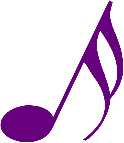 The image shows a purple treble clef symbol on top of an icon that represents musical notes with lines connecting them to form music staffs.
