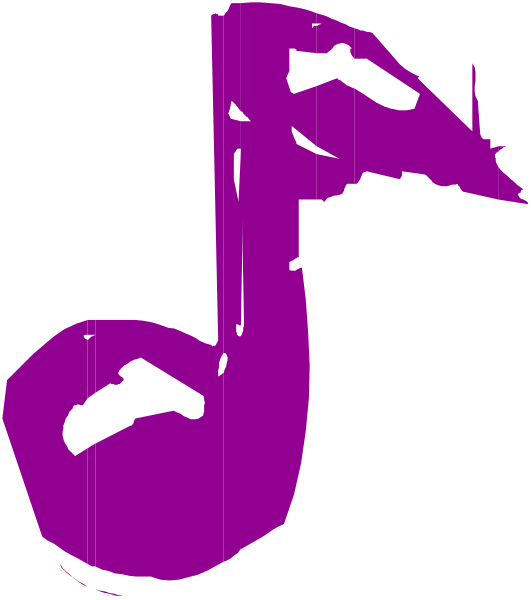 The image shows a purple treble clef symbol on top of an upright bass silhouette against a black background with white text that reads "treb" in front of it.