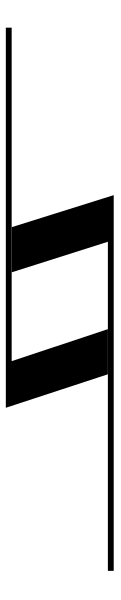 The image shows a gray wall with two black stripes running vertically down it.
