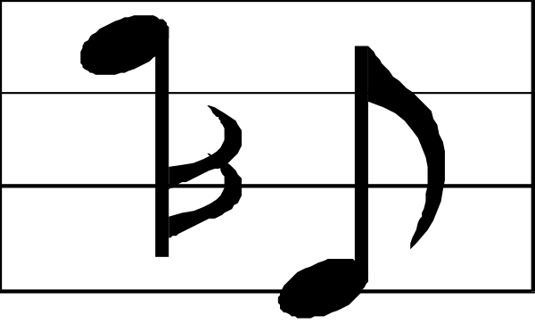 The image shows a black and white pixelated representation of an object that resembles a stylized letter "E" with two vertical lines on either side forming its body and one horizontal line across it for detailing, set against a grey background.